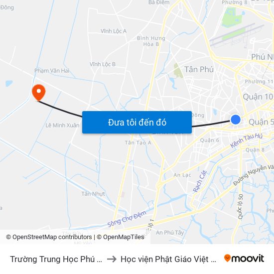 Trường Trung Học Phú Thọ to Học viện Phật Giáo Việt Nam map
