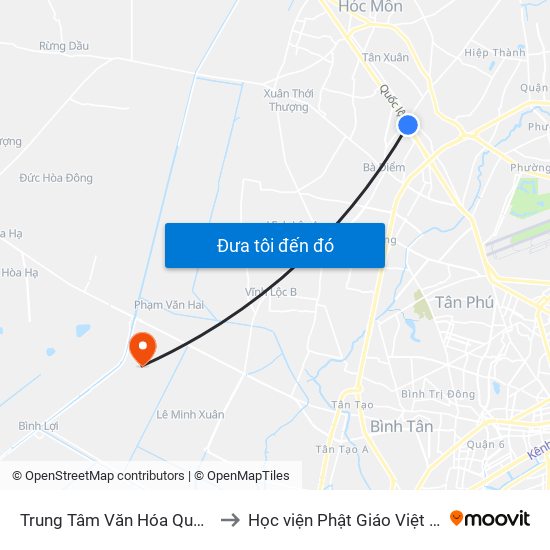 Trung Tâm Văn Hóa Quận 12 to Học viện Phật Giáo Việt Nam map