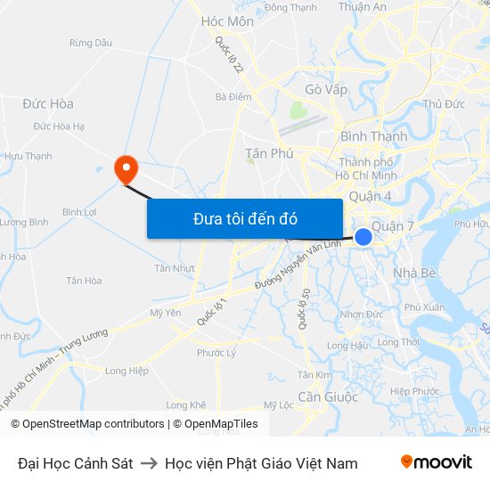 Đại Học Cảnh Sát to Học viện Phật Giáo Việt Nam map