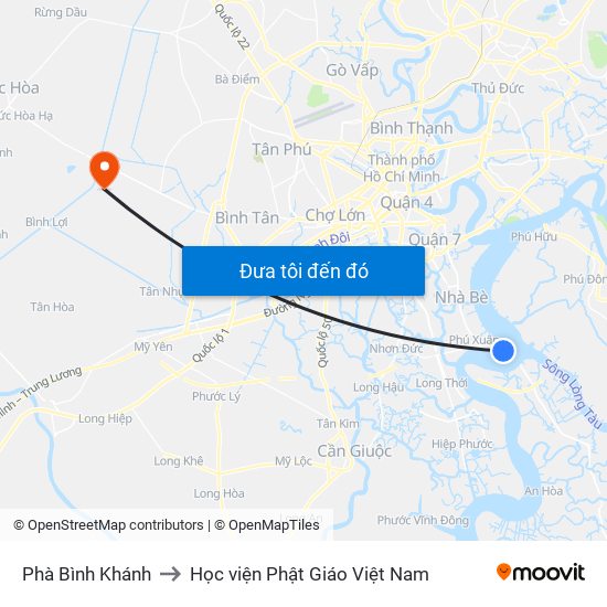 Phà Bình Khánh to Học viện Phật Giáo Việt Nam map