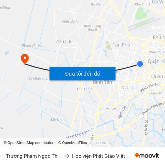 Trường Phạm Ngọc Thạch to Học viện Phật Giáo Việt Nam map