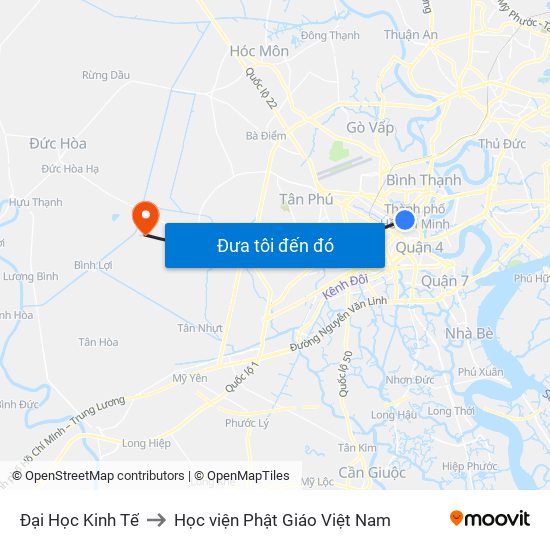 Đại Học Kinh Tế to Học viện Phật Giáo Việt Nam map