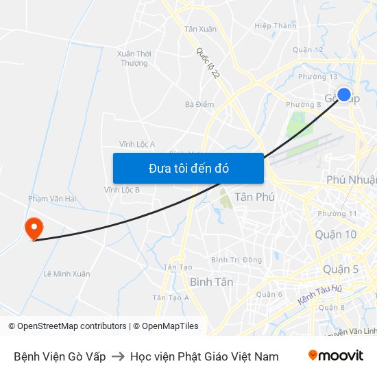 Bệnh Viện Gò Vấp to Học viện Phật Giáo Việt Nam map