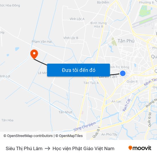 Siêu Thị Phú Lâm to Học viện Phật Giáo Việt Nam map