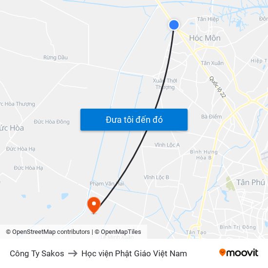 Công Ty Sakos to Học viện Phật Giáo Việt Nam map