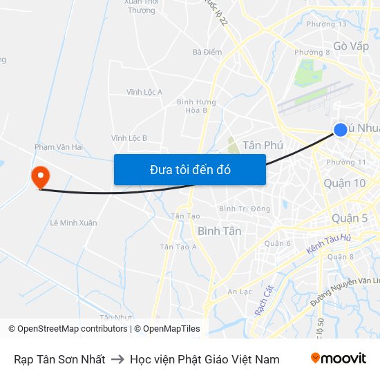 Rạp Tân Sơn Nhất to Học viện Phật Giáo Việt Nam map