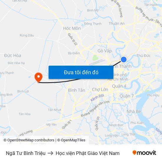 Ngã Tư Bình Triệu to Học viện Phật Giáo Việt Nam map