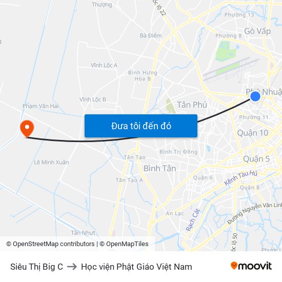 Siêu Thị Big C to Học viện Phật Giáo Việt Nam map