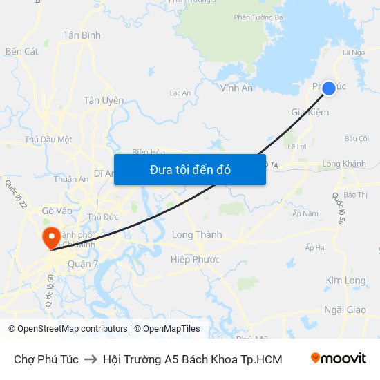 Chợ Phú Túc to Hội Trường A5 Bách Khoa Tp.HCM map