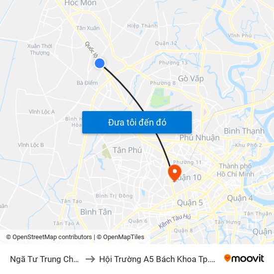 Ngã Tư Trung Chánh to Hội Trường A5 Bách Khoa Tp.HCM map