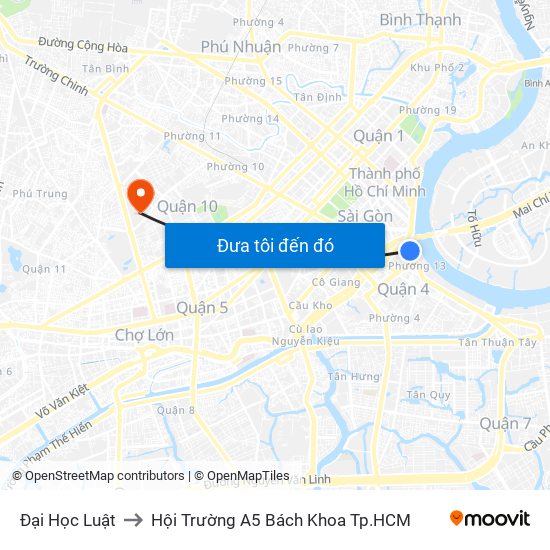 Đại Học Luật to Hội Trường A5 Bách Khoa Tp.HCM map