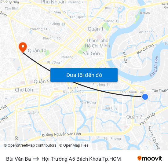 Bùi Văn Ba to Hội Trường A5 Bách Khoa Tp.HCM map