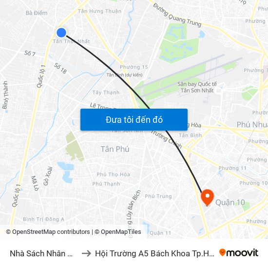 Nhà Sách Nhân Văn to Hội Trường A5 Bách Khoa Tp.HCM map