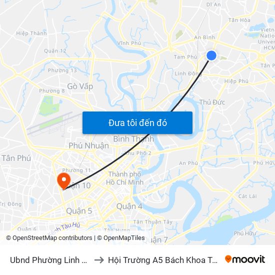 Ubnd Phường Linh Trung to Hội Trường A5 Bách Khoa Tp.HCM map
