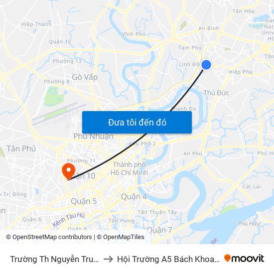 Trường Th Nguyễn Trung Trực to Hội Trường A5 Bách Khoa Tp.HCM map