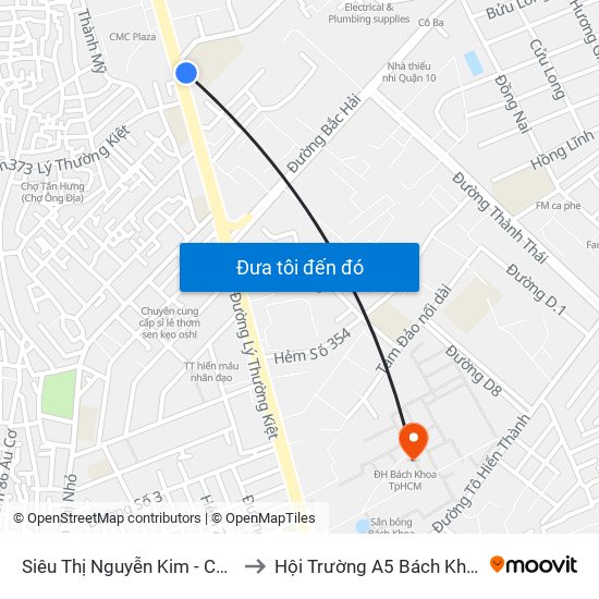 Siêu Thị Nguyễn Kim - Cmc Tân Bình to Hội Trường A5 Bách Khoa Tp.HCM map