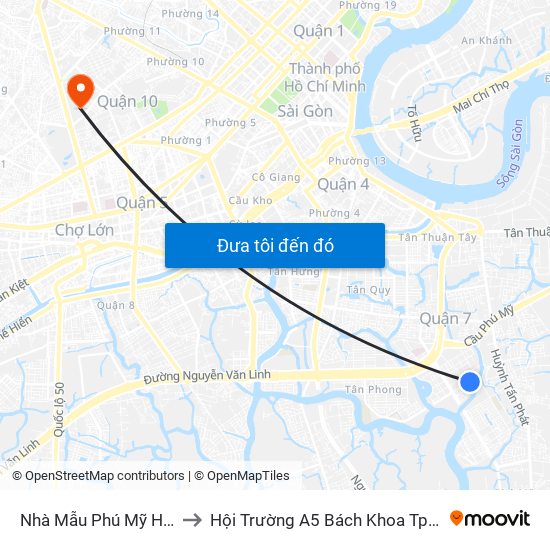 Nhà Mẫu Phú Mỹ Hưng to Hội Trường A5 Bách Khoa Tp.HCM map