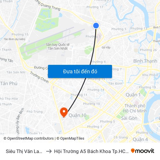 Siêu Thị Văn Lang to Hội Trường A5 Bách Khoa Tp.HCM map