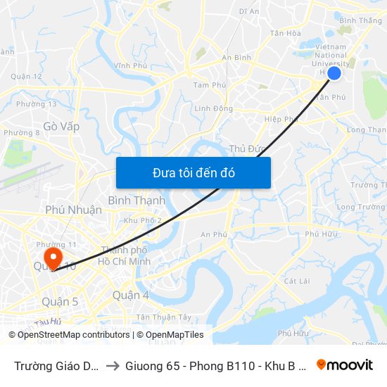 Trường Giáo Dục Quốc Phòng to Giuong 65 - Phong B110 - Khu B Khoa Ngoai Than Kinh - BV 115 map