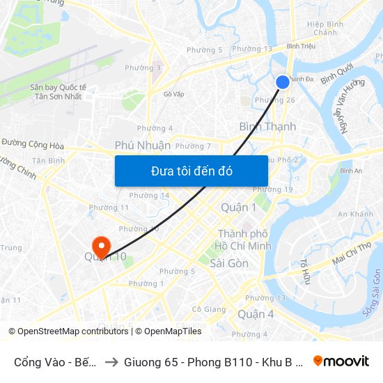 Cổng Vào - Bến Xe Miền Đông to Giuong 65 - Phong B110 - Khu B Khoa Ngoai Than Kinh - BV 115 map