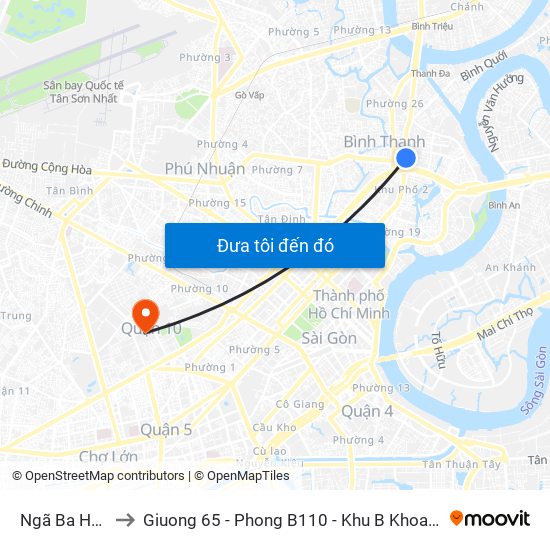Ngã Ba Hàng Xanh to Giuong 65 - Phong B110 - Khu B Khoa Ngoai Than Kinh - BV 115 map
