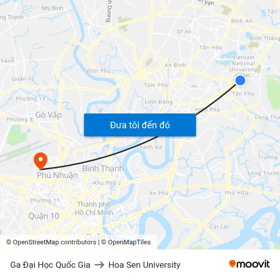 Ga Đại Học Quốc Gia to Hoa Sen University map