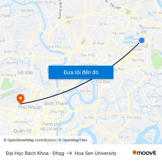 Đại Học Bách Khoa - Đhqg to Hoa Sen University map