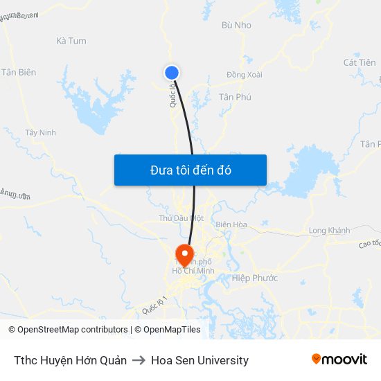 Tthc Huyện Hớn Quản to Hoa Sen University map