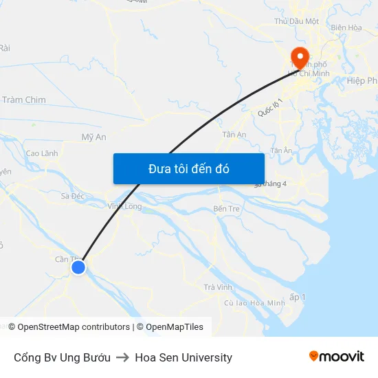 Cổng Bv Ung Bướu to Hoa Sen University map