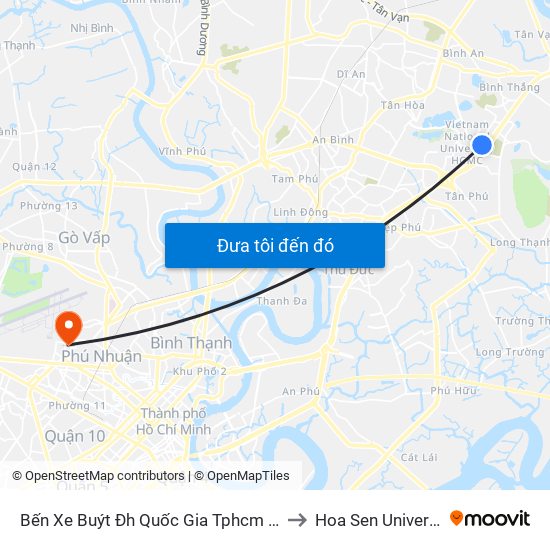 Bến Xe Buýt Đh Quốc Gia Tphcm (Mới) to Hoa Sen University map