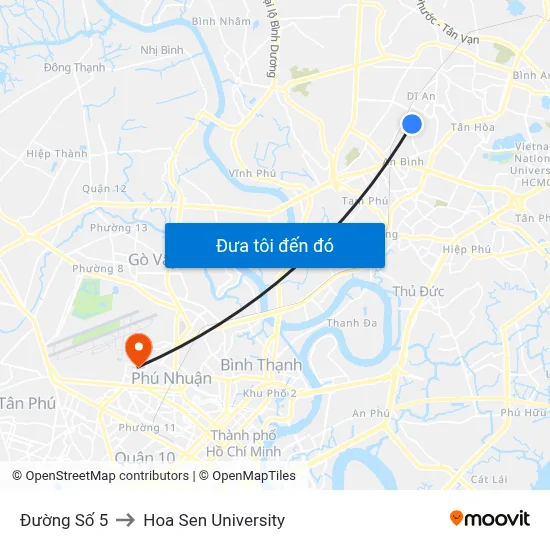 Đường Số 5 to Hoa Sen University map