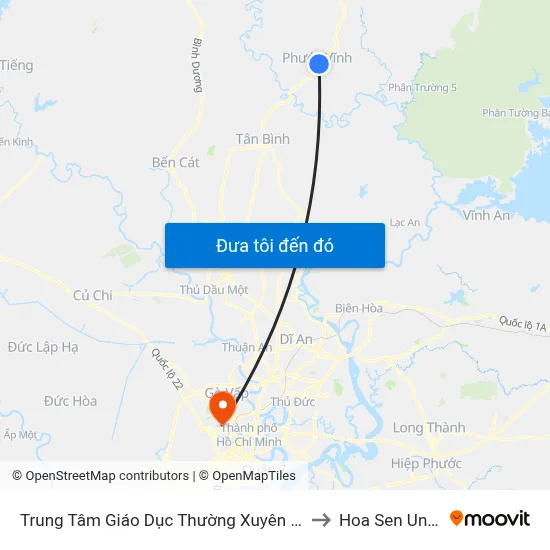 Trung Tâm Giáo Dục Thường Xuyên Huyện Phú Giáo to Hoa Sen University map