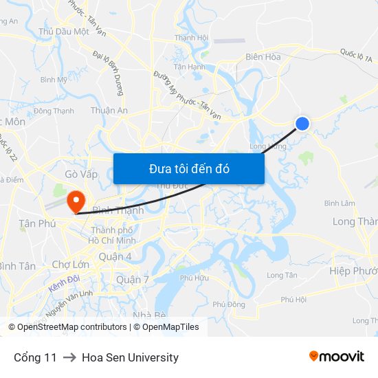 Cổng 11 to Hoa Sen University map