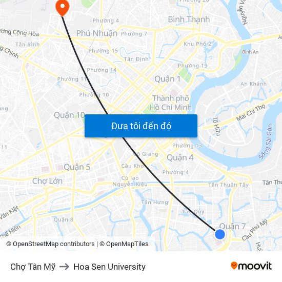 Chợ Tân Mỹ to Hoa Sen University map