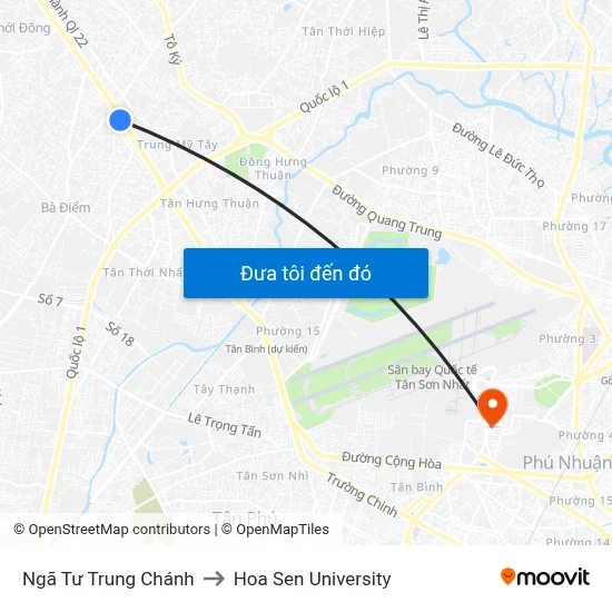 Ngã Tư Trung Chánh to Hoa Sen University map