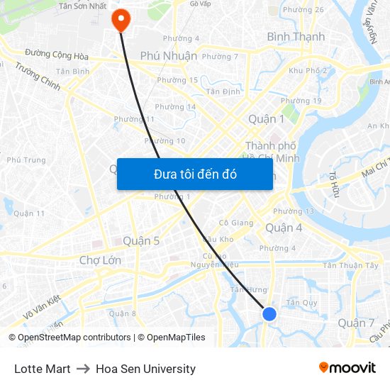 Lotte Mart to Hoa Sen University map