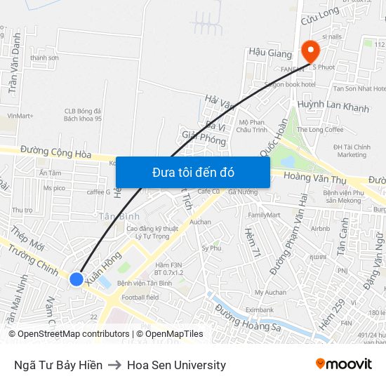 Ngã Tư Bảy Hiền to Hoa Sen University map