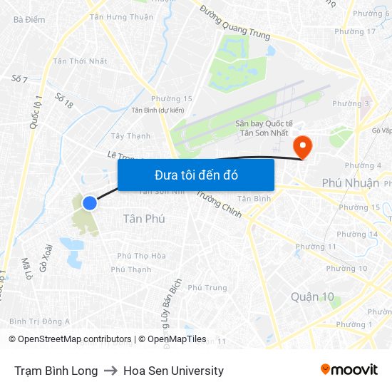 Trạm Bình Long to Hoa Sen University map