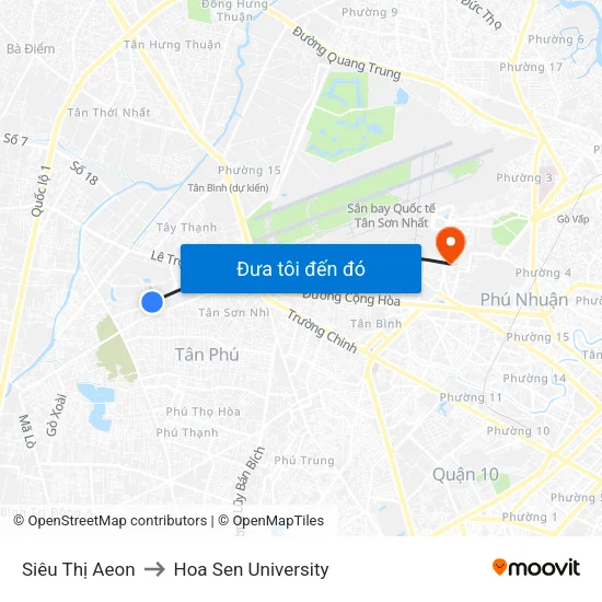 Siêu Thị Aeon to Hoa Sen University map