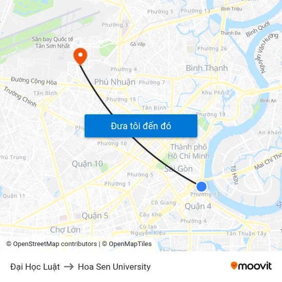 Đại Học Luật to Hoa Sen University map