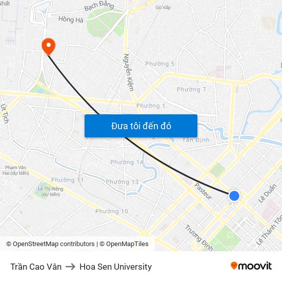 Trần Cao Vân to Hoa Sen University map