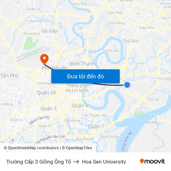 Trường Cấp 3 Giồng Ông Tố to Hoa Sen University map