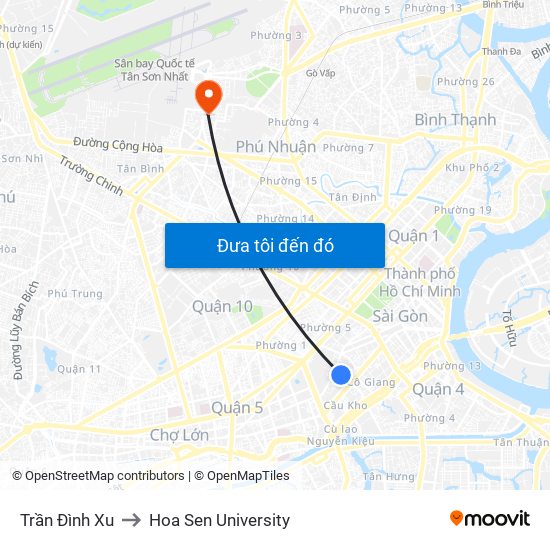 Trần Đình Xu to Hoa Sen University map