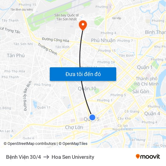 Bệnh Viện 30/4 to Hoa Sen University map