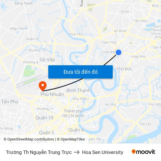 Trường Th Nguyễn Trung Trực to Hoa Sen University map
