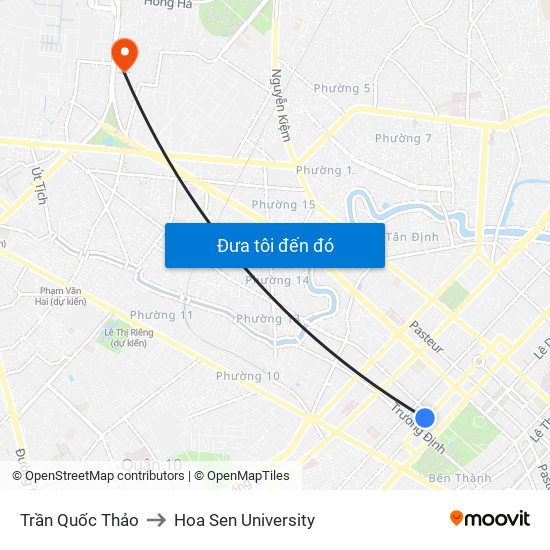 Trần Quốc Thảo to Hoa Sen University map