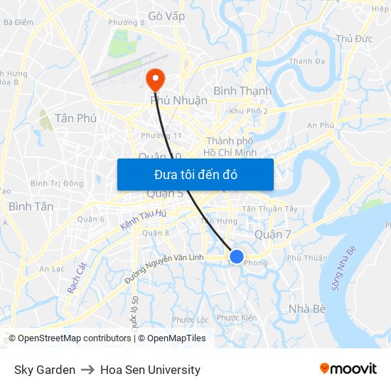 Sky Garden to Hoa Sen University map