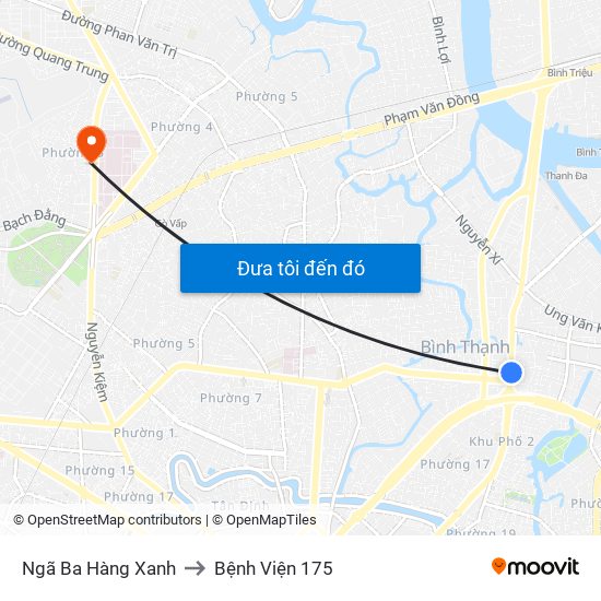 Ngã Ba Hàng Xanh to Bệnh Viện 175 map