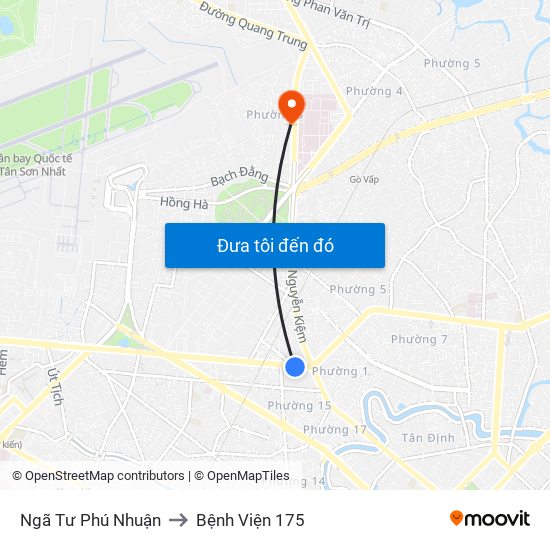 Ngã Tư Phú Nhuận to Bệnh Viện 175 map