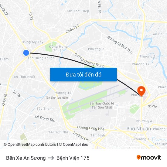 Bến Xe An Sương to Bệnh Viện 175 map